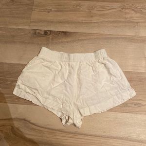 White linen shorts